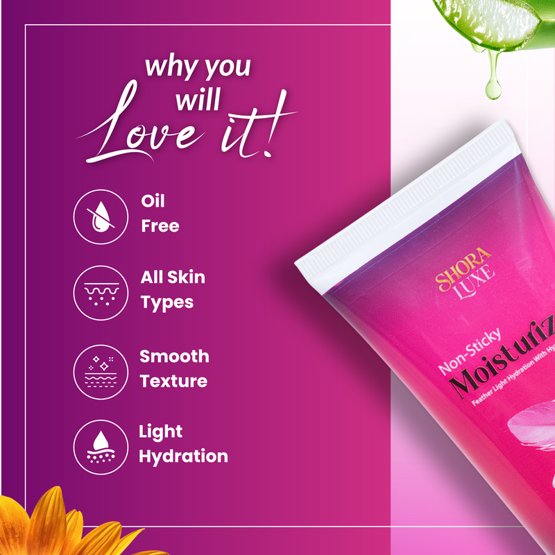 Non-Sticky Moisturizer |with Hyaluronic Acid and Aloe Vera | 100 gm